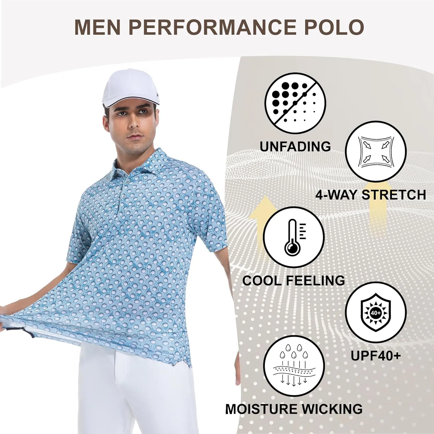 Damipow Premium Golf Shirts for Men Dry Fit Performance Polo Short Sleeve Collared Shirt