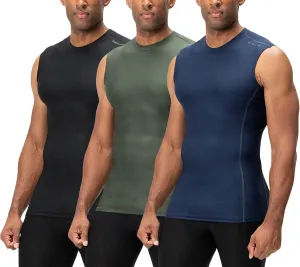 DEVOPS 3 Pack Men's Athletic Compression Shirts Sleeveless