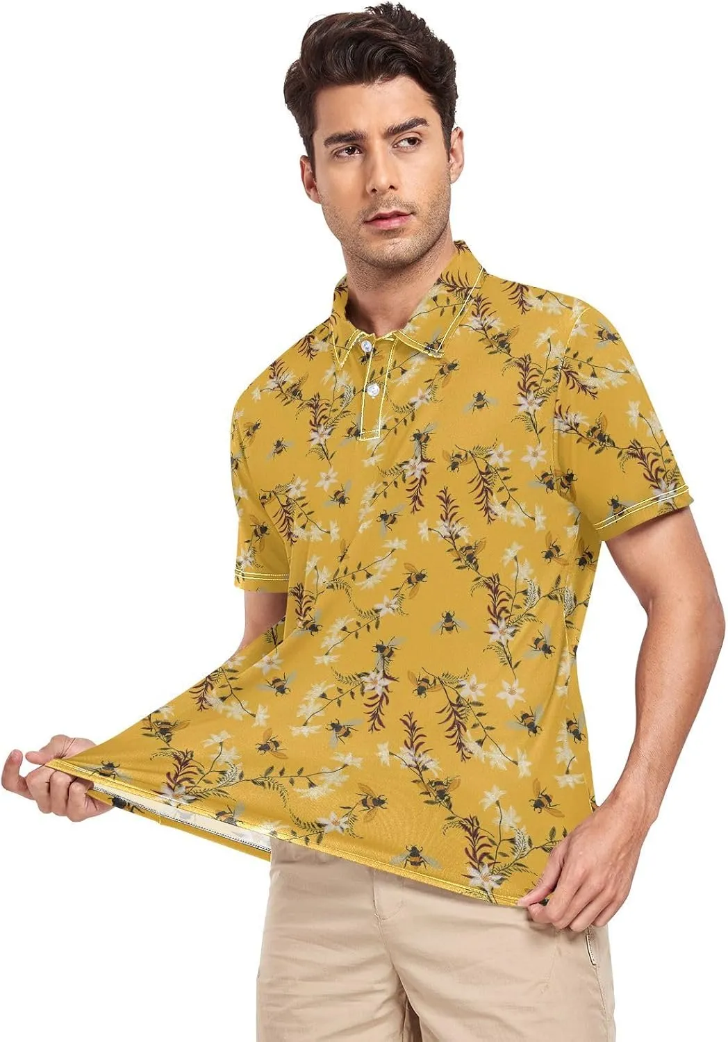 Dinosaur Skeleton Men's Polo Shirts Short Sleeve Quick Dry Athletic Outdoor Sports Golf Shirts S-XXL