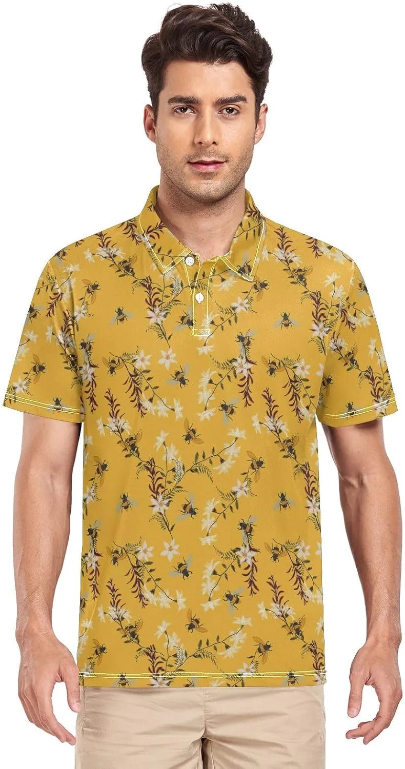 Dinosaur Skeleton Men's Polo Shirts Short Sleeve Quick Dry Athletic Outdoor Sports Golf Shirts S-XXL