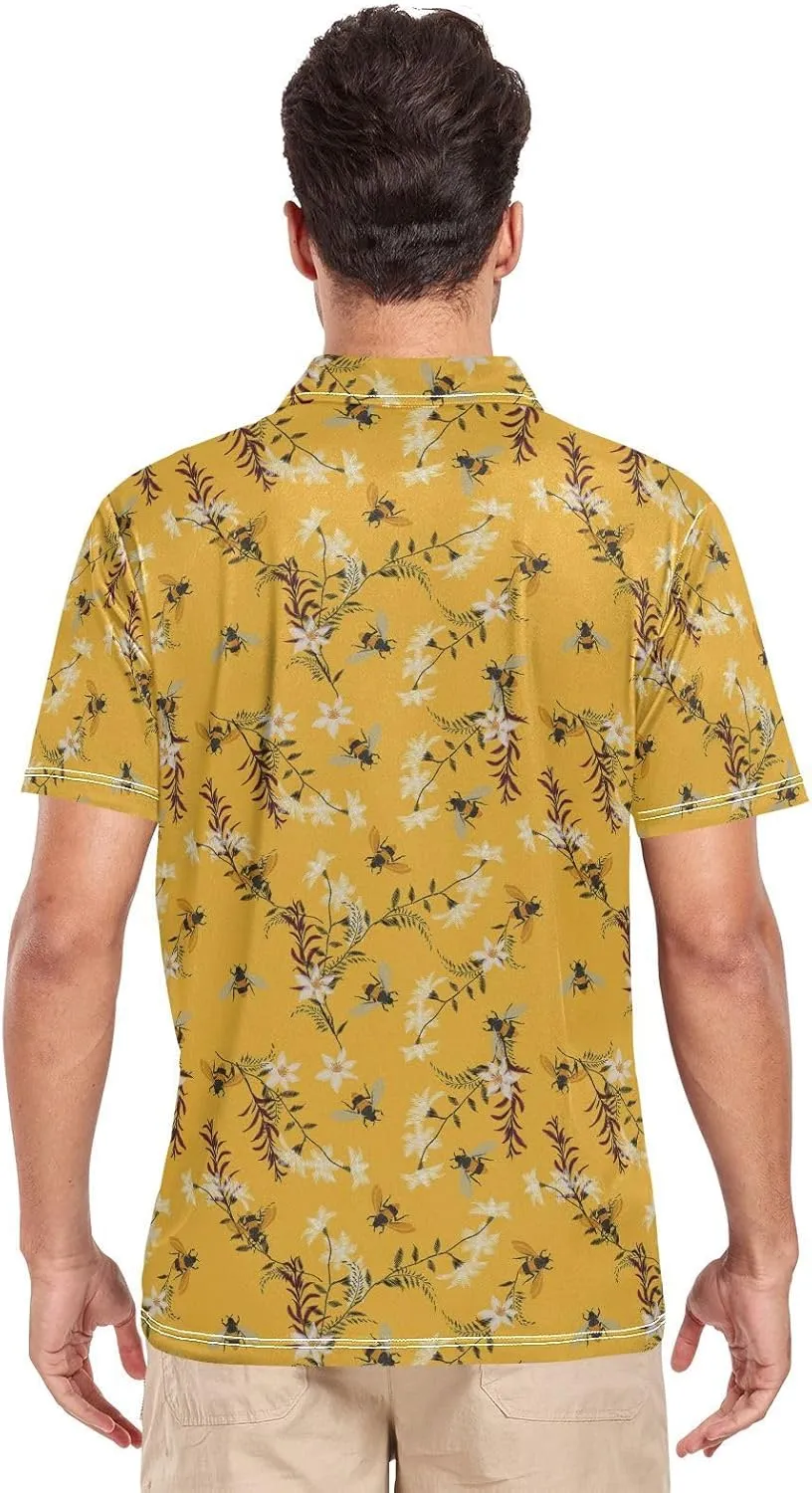Dinosaur Skeleton Men's Polo Shirts Short Sleeve Quick Dry Athletic Outdoor Sports Golf Shirts S-XXL
