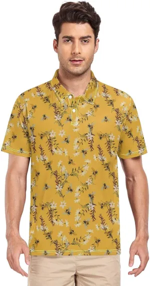 Dinosaur Skeleton Men's Polo Shirts Short Sleeve Quick Dry Athletic Outdoor Sports Golf Shirts S-XXL