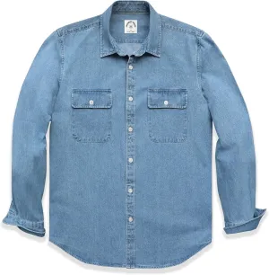 Dubinik Denim Shirt Men Mens Denim Shirts Long Sleeve Mens Denim Button Down Shirt Cotton Regular Fit Casual Work Shirts