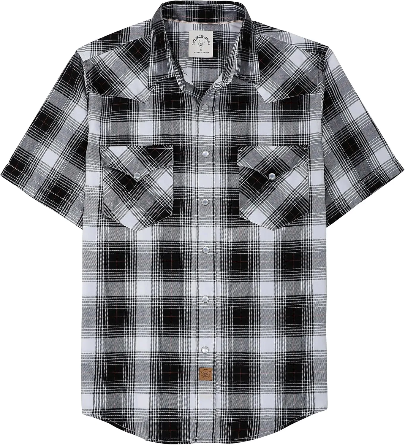 Dubinik50% Viscose derived from Bamboo,50% Polyester Mens Short Sleeve Western Cowboy Pearl Snap Casual Plaid Shirts for Men