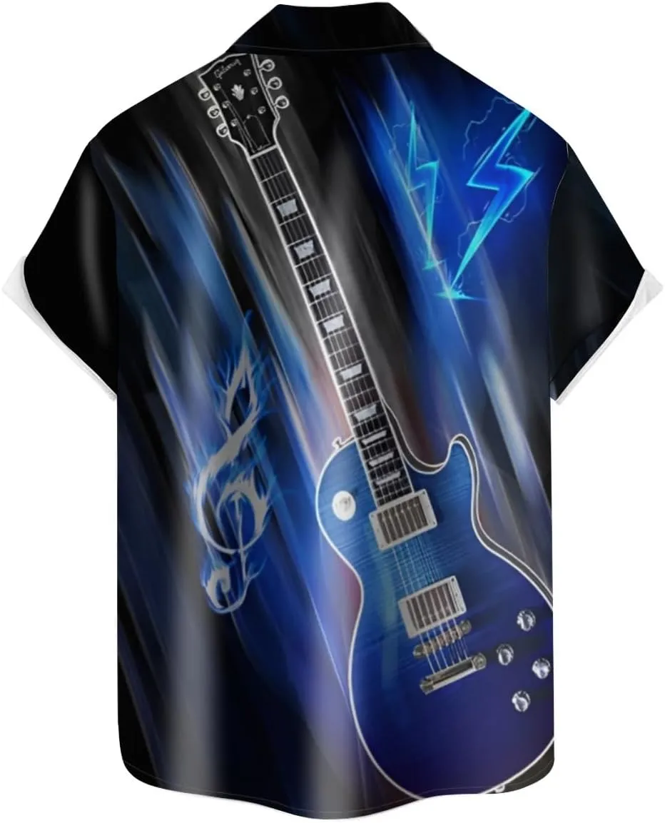 Ecosunny Music Shirts for Men Hawaiian Bowling Printed Short Sleeve Casual Button Down Shirts