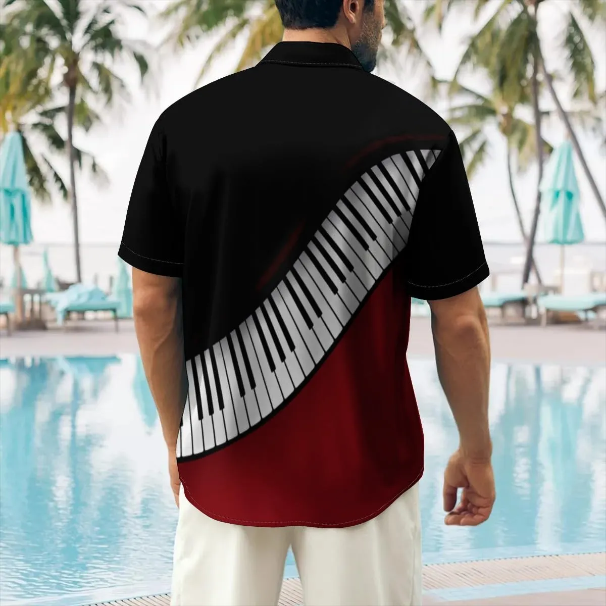 Ecosunny Music Shirts for Men Hawaiian Bowling Printed Short Sleeve Casual Button Down Shirts