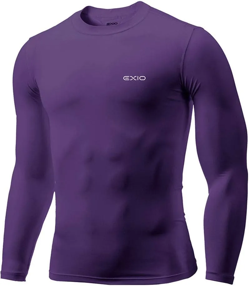 EXIO Mens Compression Baselayer Top Cool Dry Long & Short Sleeve Workout Shirt