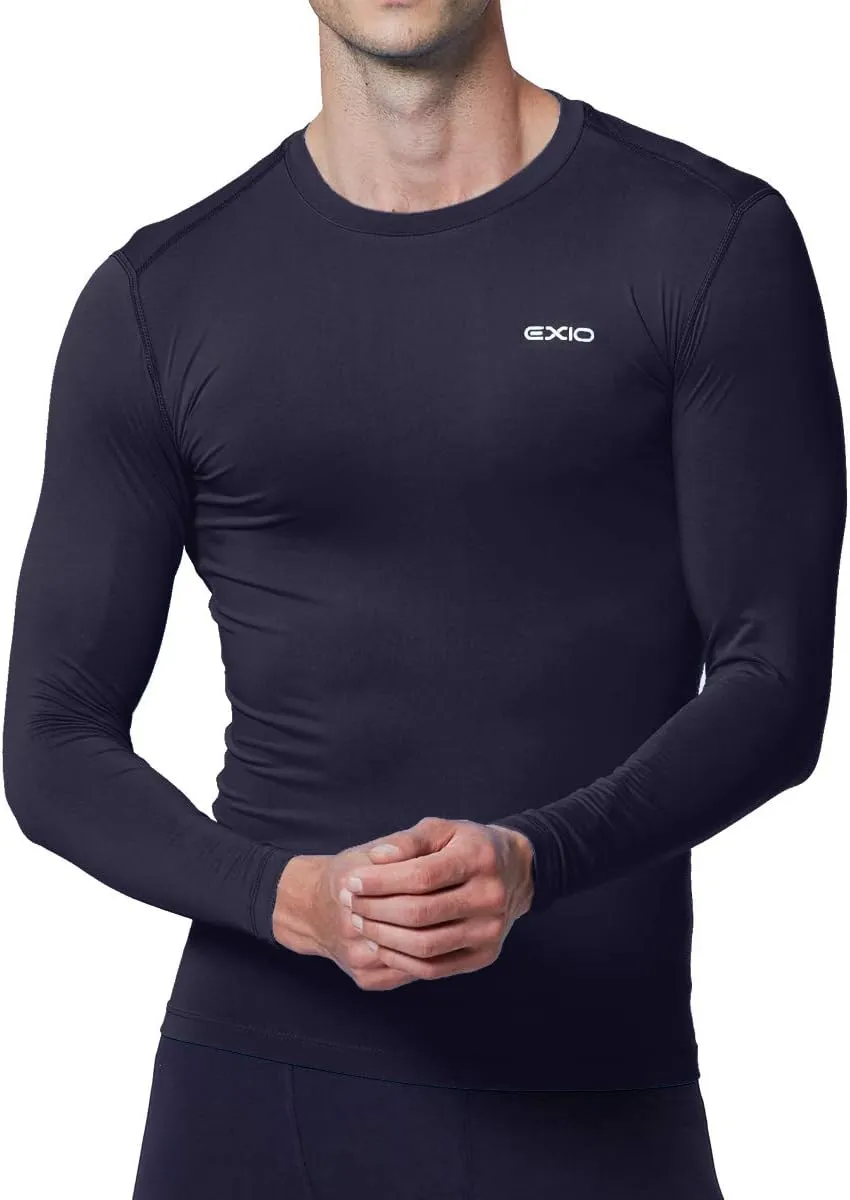 EXIO Mens Compression Baselayer Top Cool Dry Long & Short Sleeve Workout Shirt