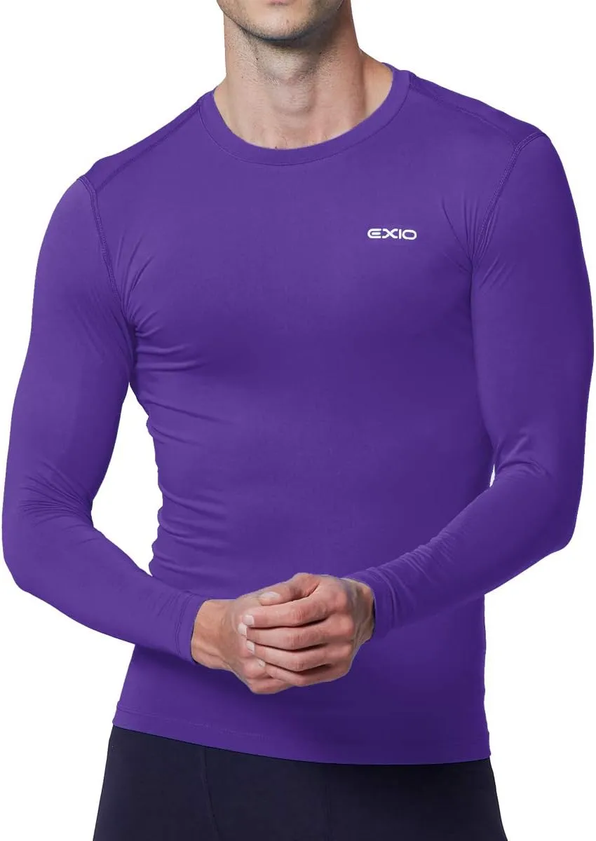 EXIO Mens Compression Baselayer Top Cool Dry Long & Short Sleeve Workout Shirt