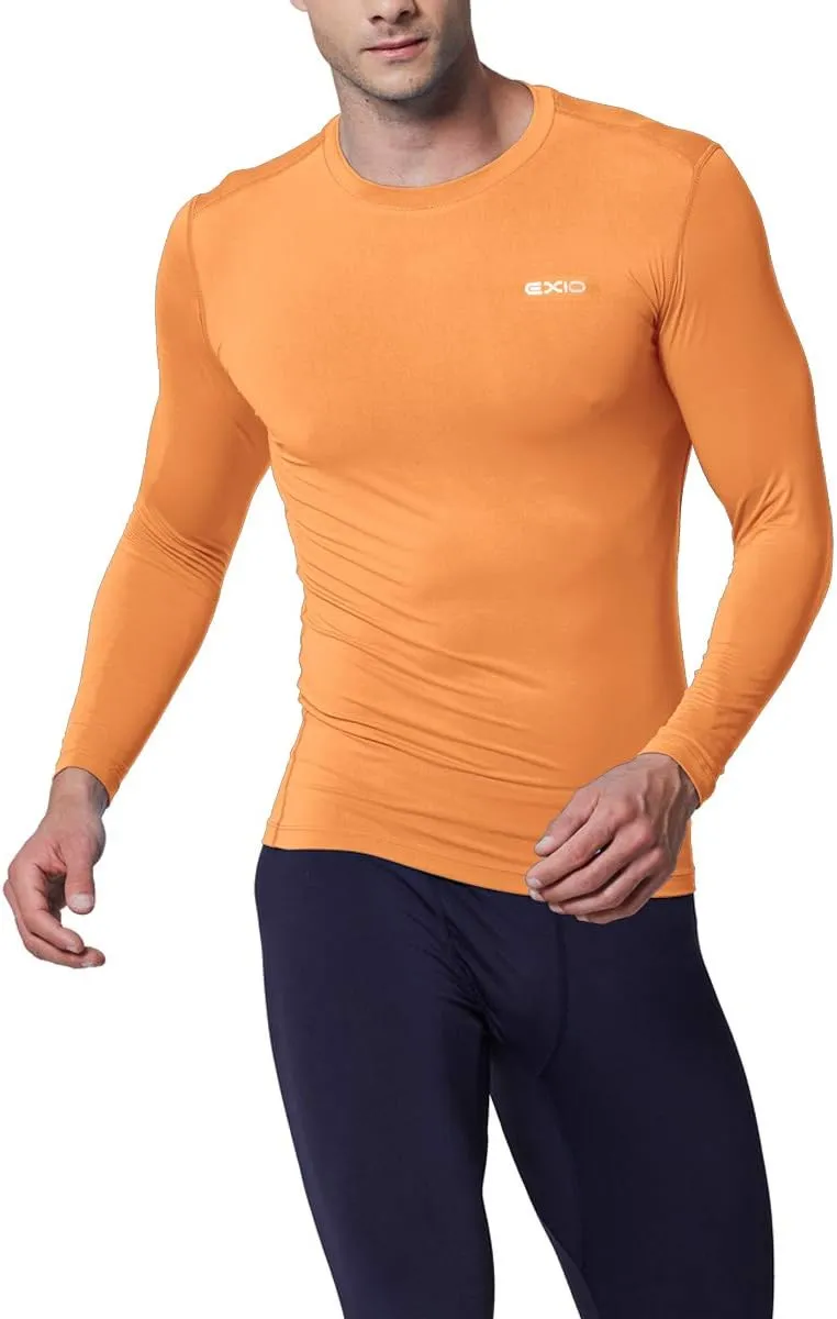EXIO Mens Compression Baselayer Top Cool Dry Long & Short Sleeve Workout Shirt