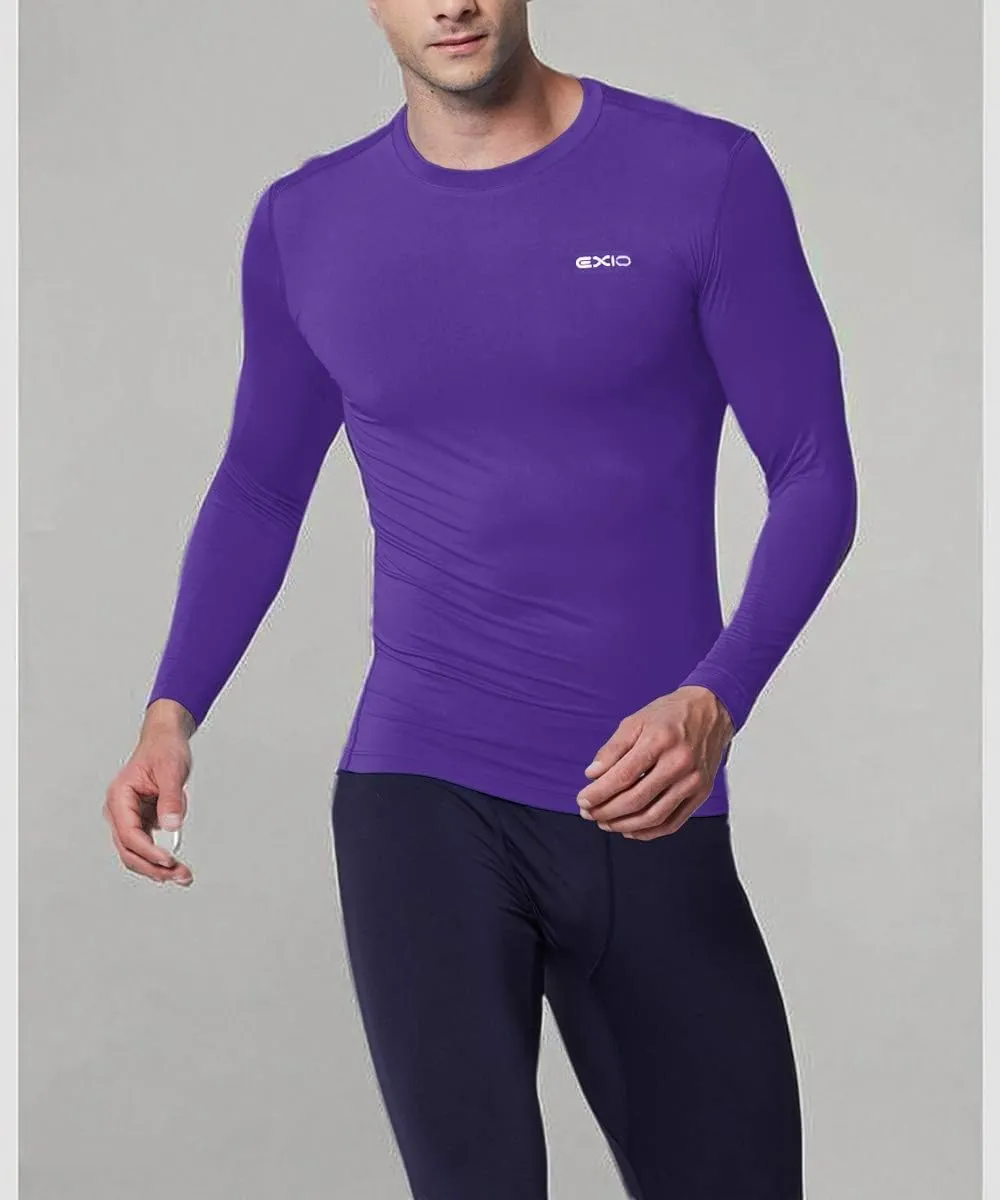 EXIO Mens Compression Baselayer Top Cool Dry Long & Short Sleeve Workout Shirt