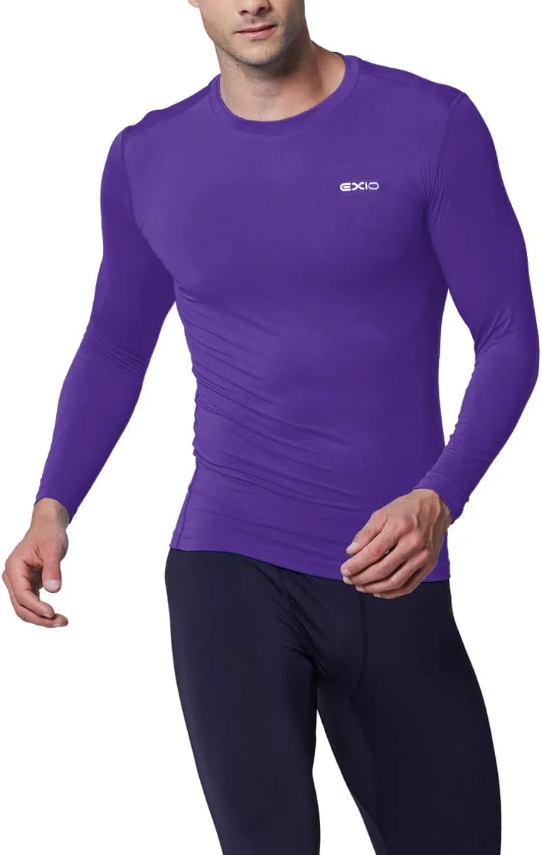 EXIO Mens Compression Baselayer Top Cool Dry Long & Short Sleeve Workout Shirt