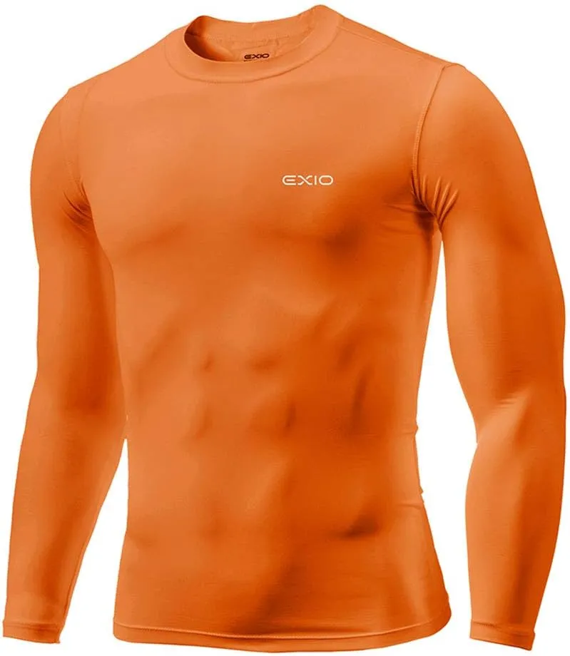 EXIO Mens Compression Baselayer Top Cool Dry Long & Short Sleeve Workout Shirt