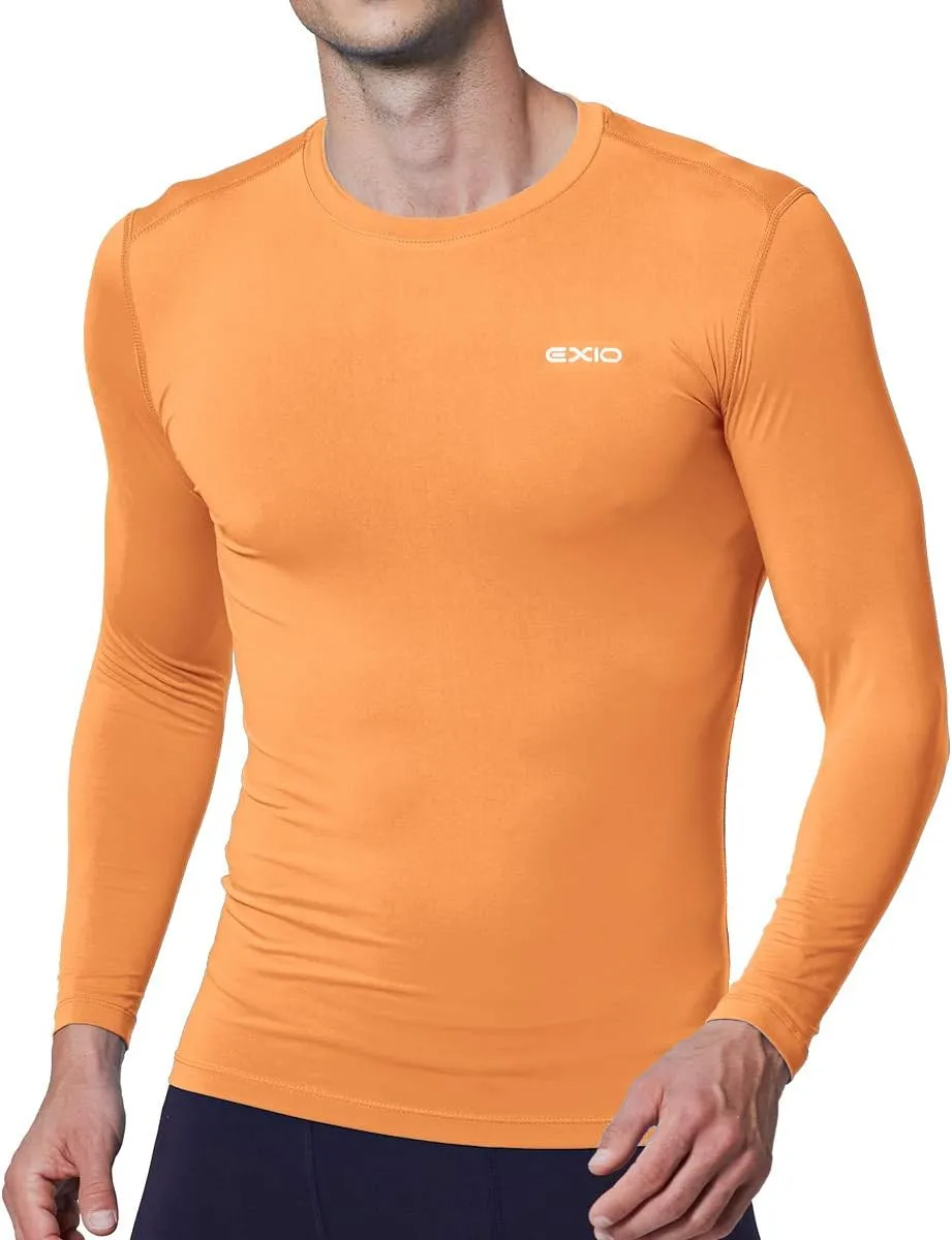 EXIO Mens Compression Baselayer Top Cool Dry Long & Short Sleeve Workout Shirt