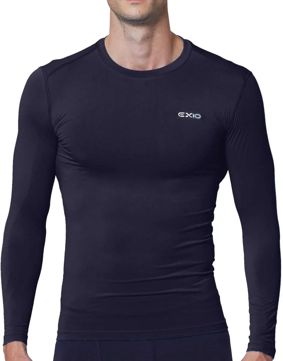 EXIO Mens Compression Baselayer Top Cool Dry Long & Short Sleeve Workout Shirt