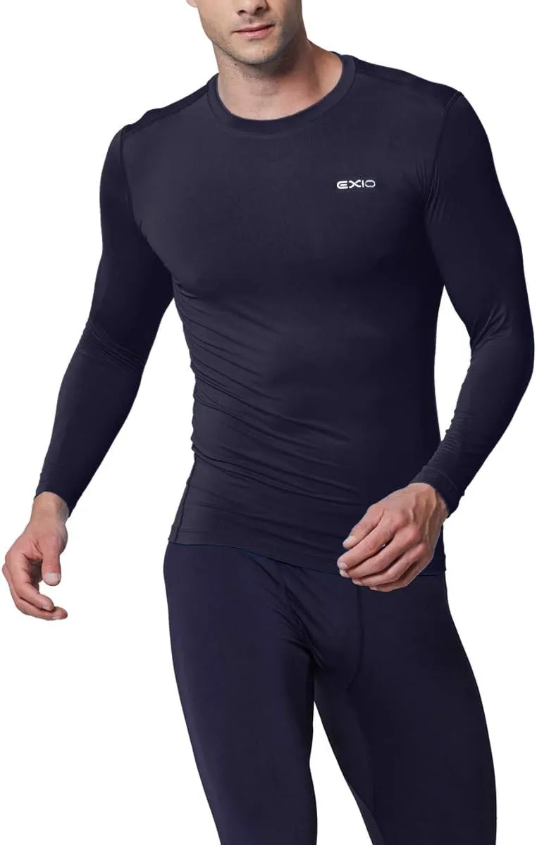 EXIO Mens Compression Baselayer Top Cool Dry Long & Short Sleeve Workout Shirt
