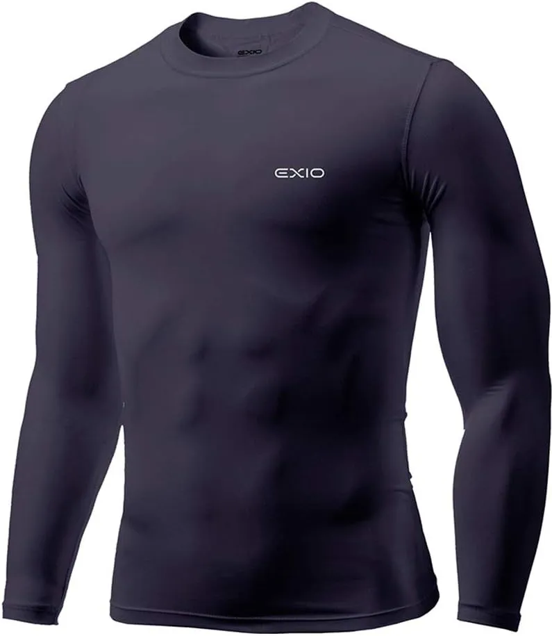 EXIO Mens Compression Baselayer Top Cool Dry Long & Short Sleeve Workout Shirt
