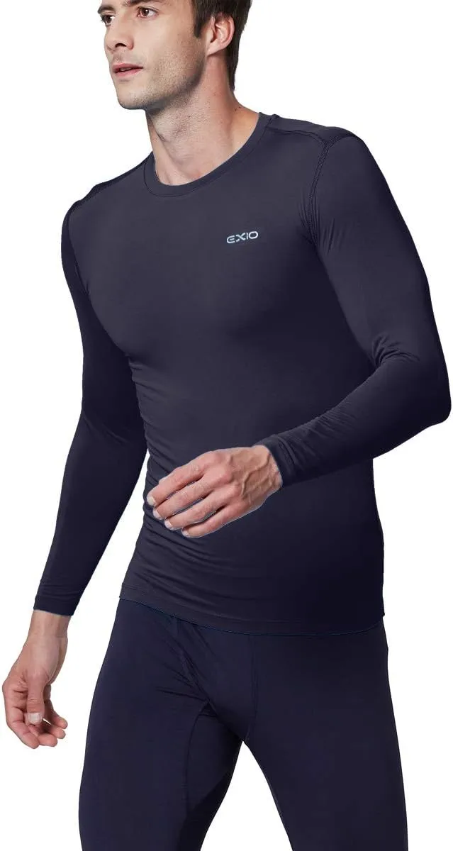 EXIO Mens Compression Baselayer Top Cool Dry Long & Short Sleeve Workout Shirt