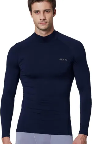 EXIO Mens Mock Compression Baselayer Top Cool Dry Long-Sleeve Shirt EX-T02