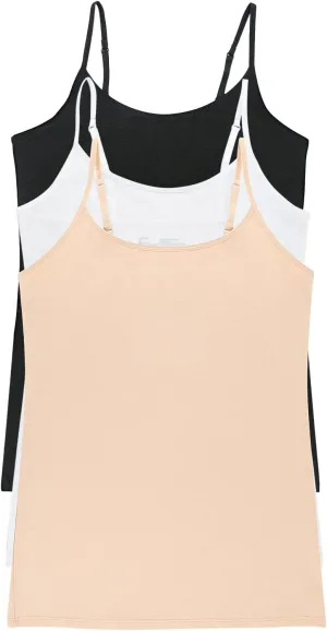 Felina Womens Cotton Modal Camisole, Adjustable Cotton Tank Top 3-Pack