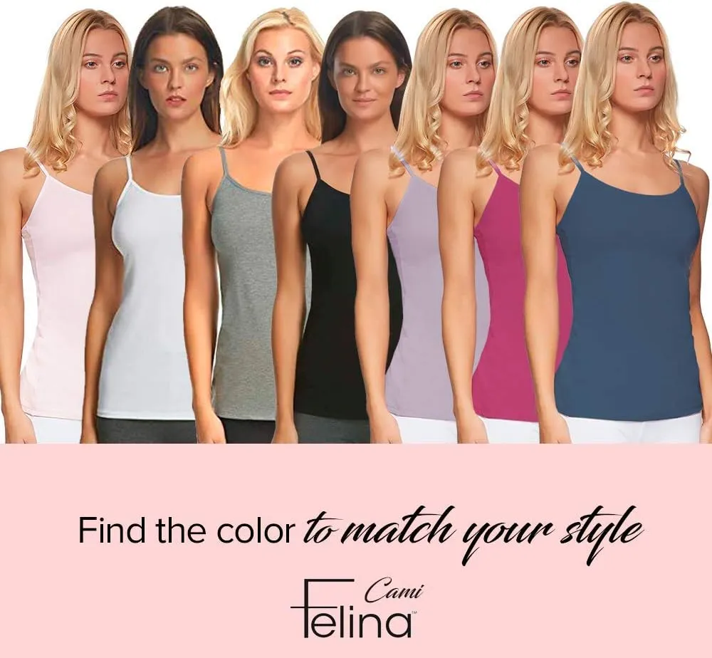 Felina Womens Cotton Modal Camisole, Adjustable Cotton Tank Top 3-Pack