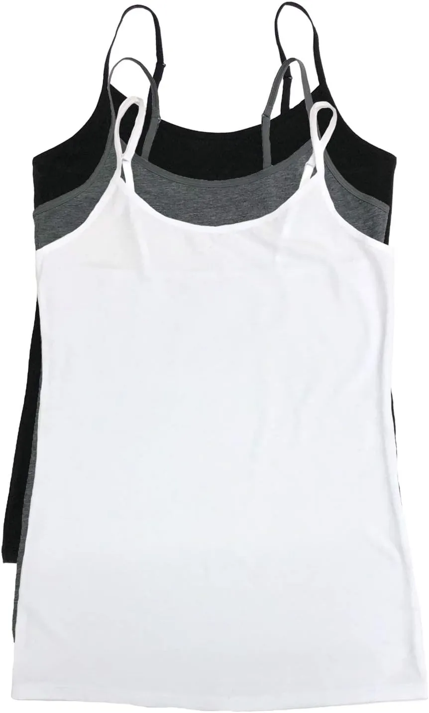 Felina Womens Cotton Modal Camisole, Adjustable Cotton Tank Top 3-Pack