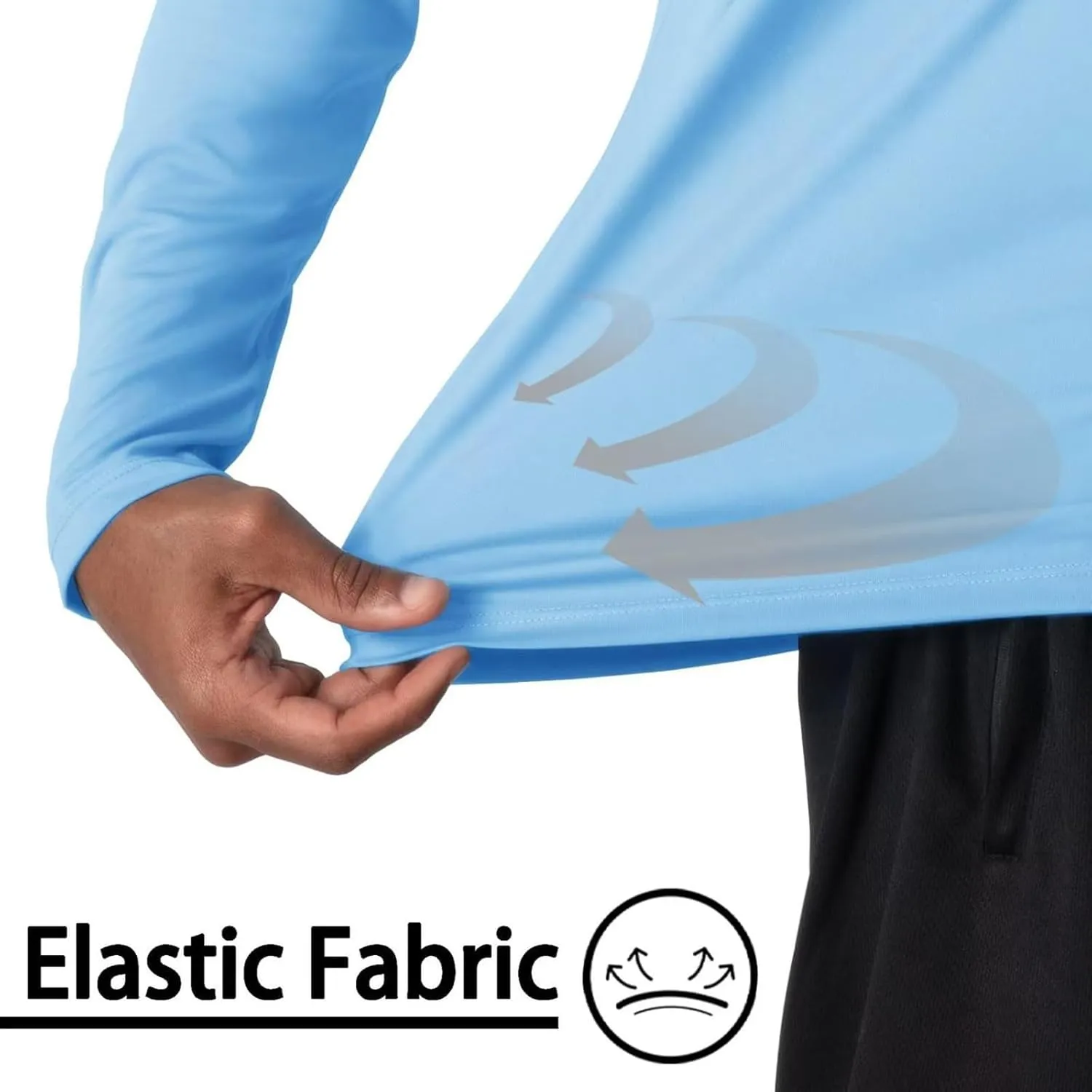 Finelylove Mens Long Sleeve Sun Protection Shirts Quick Dry Sun Hoodie UPF 50  UV Hiking Fishing Shirts Rash Guards