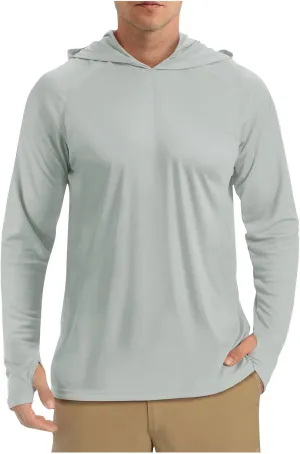 Finelylove Mens Long Sleeve Sun Protection Shirts Quick Dry Sun Hoodie UPF 50  UV Hiking Fishing Shirts Rash Guards
