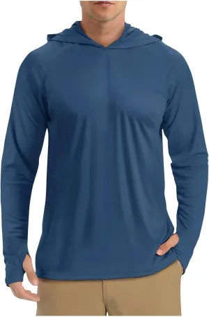 Finelylove Mens Long Sleeve Sun Protection Shirts Quick Dry Sun Hoodie UPF 50  UV Hiking Fishing Shirts Rash Guards