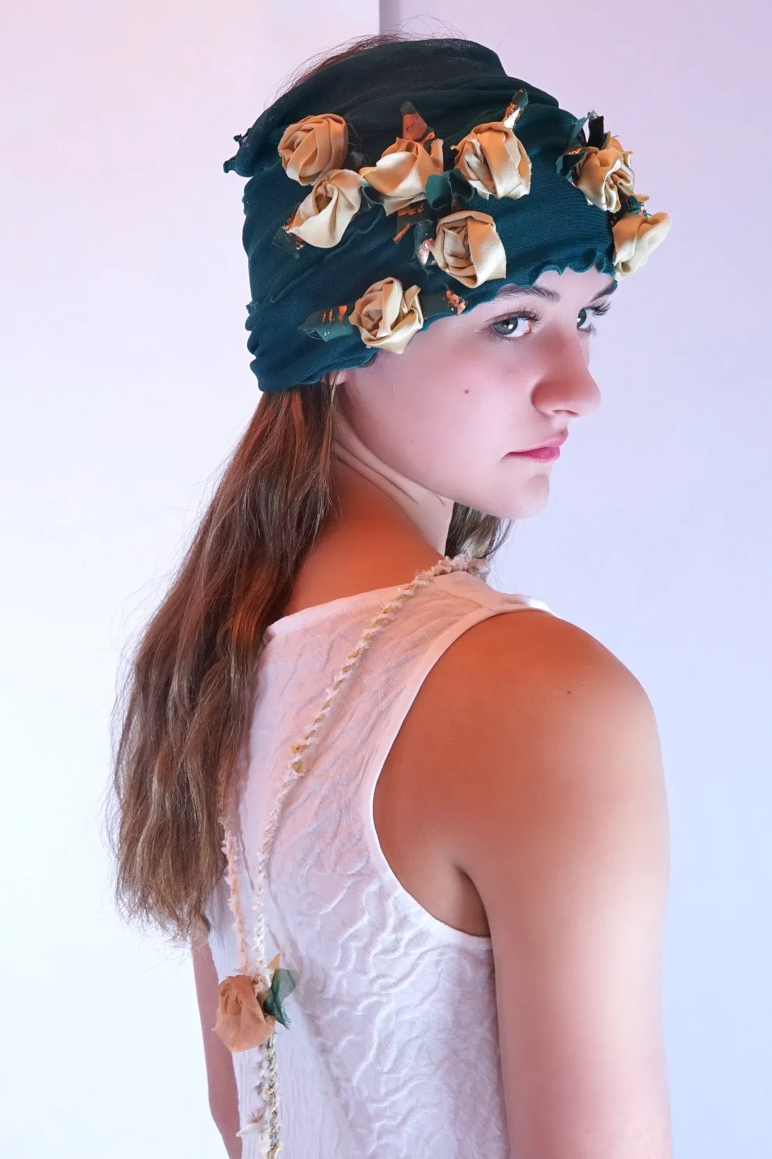 Flower Collar Headband - Tea Stained & Magenta, Teal