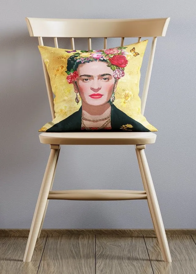 Frida Kahlo Gold Cushion
