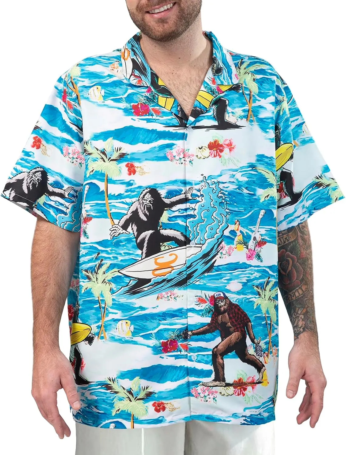 Funny Hawaiian Shirts for Men Palm Beach Shirts Tropical Vacation Shirts H2