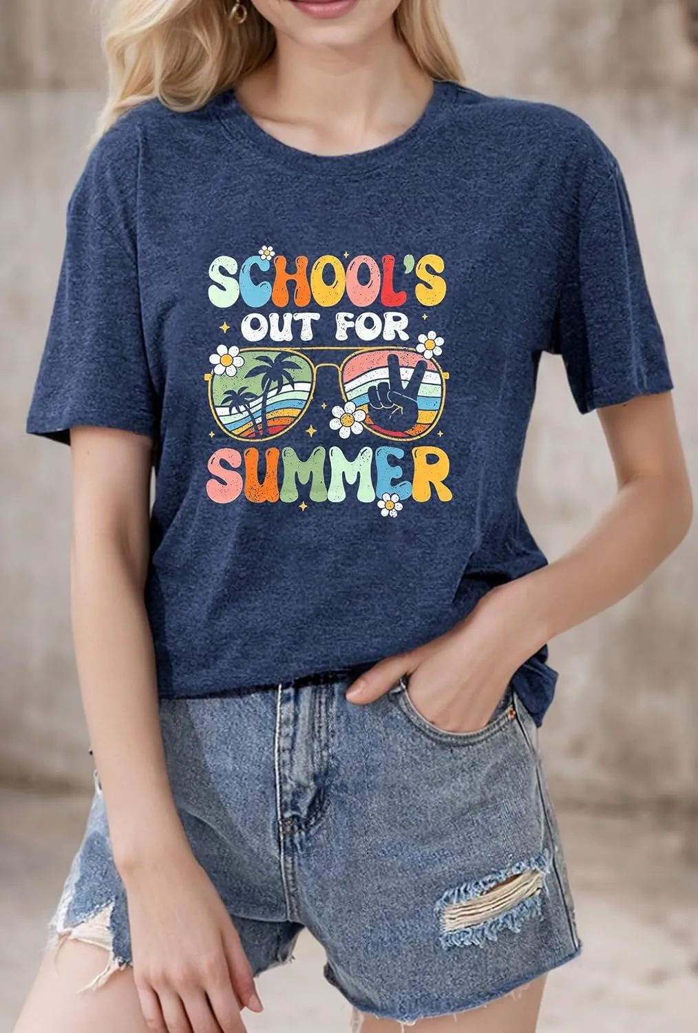 FYAPHION Last Day of School Teacher Shirt Womens Schools Out for Summer T-Shirt Teacher Appreciation Gift
