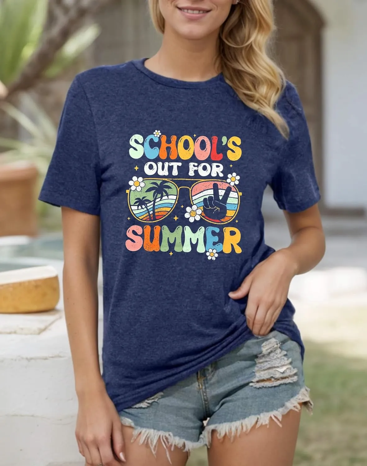 FYAPHION Last Day of School Teacher Shirt Womens Schools Out for Summer T-Shirt Teacher Appreciation Gift