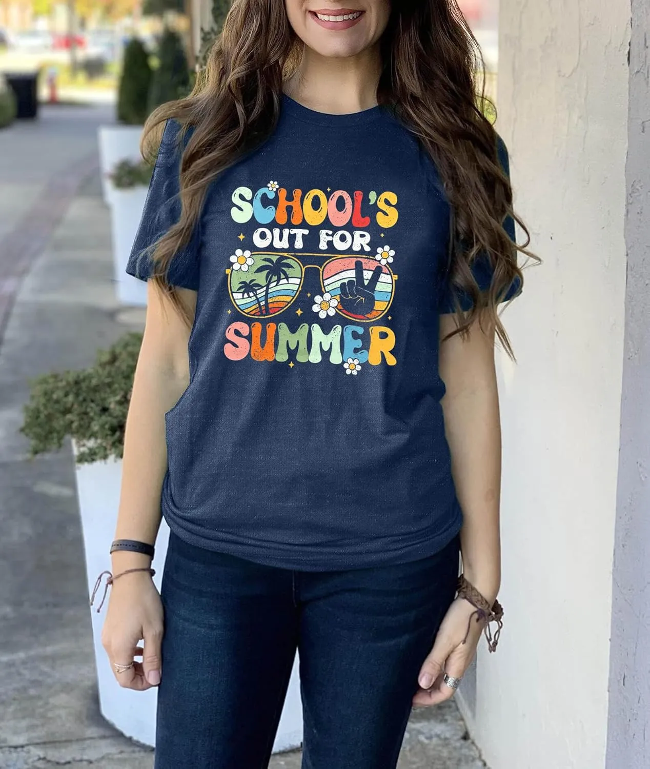 FYAPHION Last Day of School Teacher Shirt Womens Schools Out for Summer T-Shirt Teacher Appreciation Gift