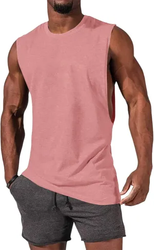 Gafeng Mens Workout Tank Tops Muscle Cut Off Shirts Sleeveless Bodybuilding Gym Cotton T-Shirts