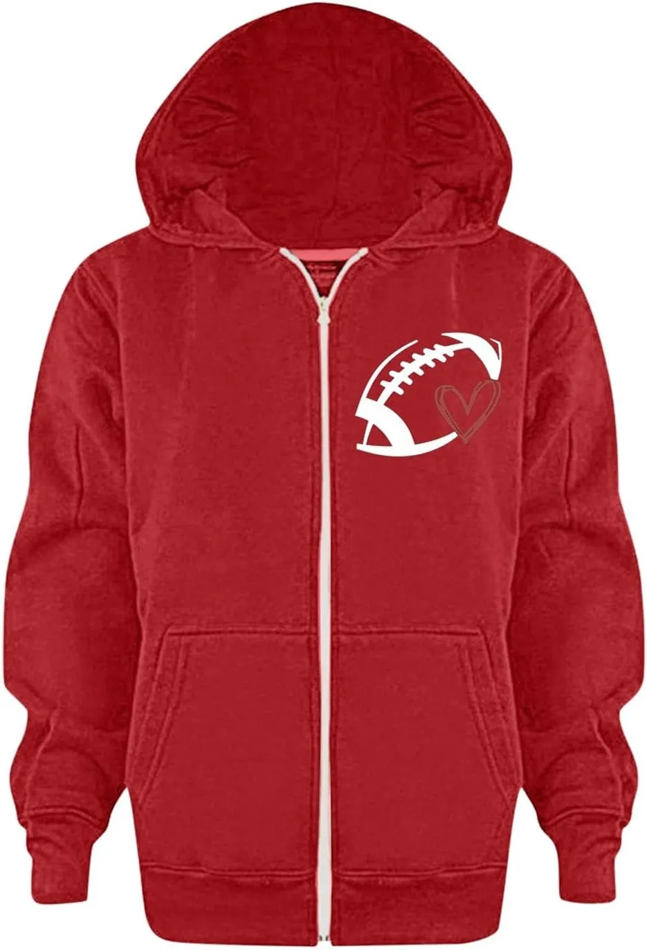 Girls Heart Graphic Print Girls Casual Long Sleeve Hoodies Cute Oversized Fleece Thermal Sweatshirt Tops With Pockets
