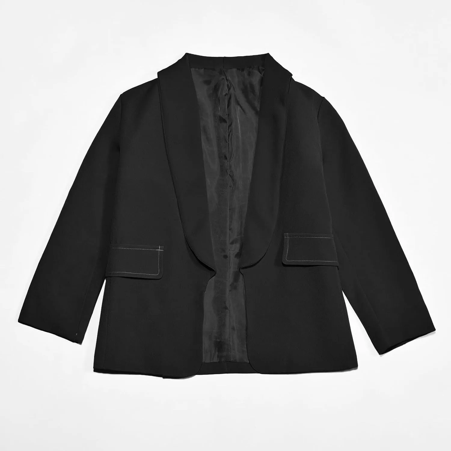 Girls Solid Blazer Jacket Long Sleeve Shawl Collar Open Front Inner Pocket Formal Blazers for Kids Size 3-14 Year