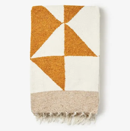 Gold Patchwork Sun Throw Blanket