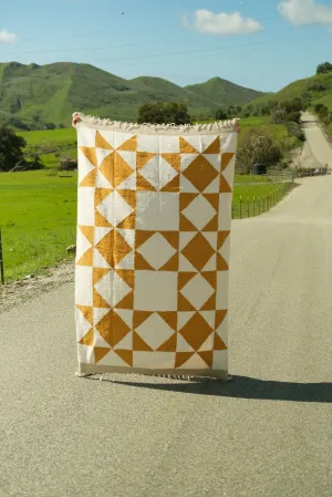 Gold Patchwork Sun Throw Blanket