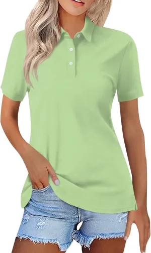 Golf Polo Shirts for Women 2025 Summer Quick Dry Short Sleeve Button Down Shirt Dressy Casual Lightweight Work Tops