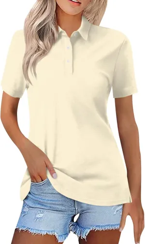 Golf Polo Shirts for Women 2025 Summer Quick Dry Short Sleeve Button Down Shirt Dressy Casual Lightweight Work Tops