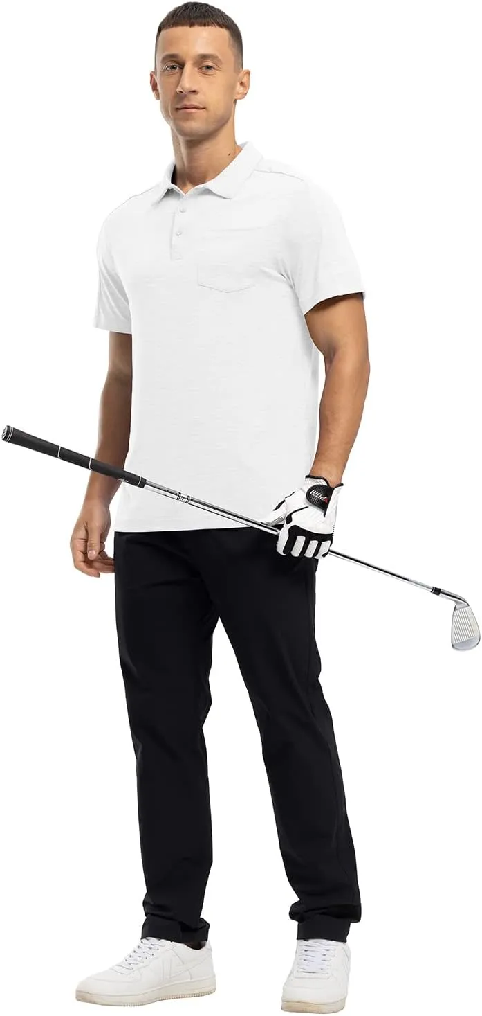 Gopune Men's Polo Shirts Short Sleeve Dry Fit Casual Sports Golf Collared Shirts with Pocket