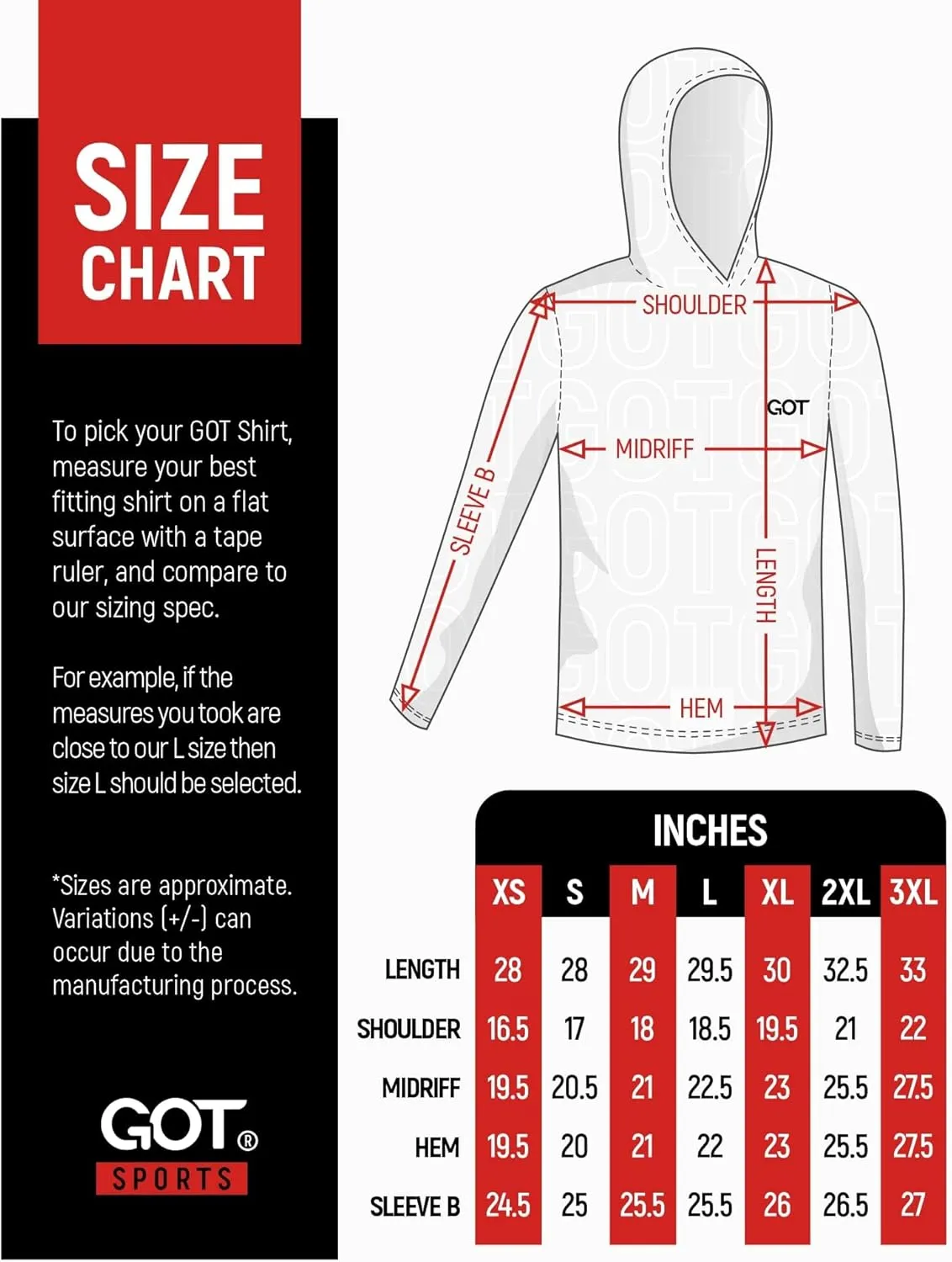 GOT Sports UPF 50  Hooded Fishing Shirt for Men Women - Long Sleeve Hoodie T Shirts - UV Sun Protection, Lightweight