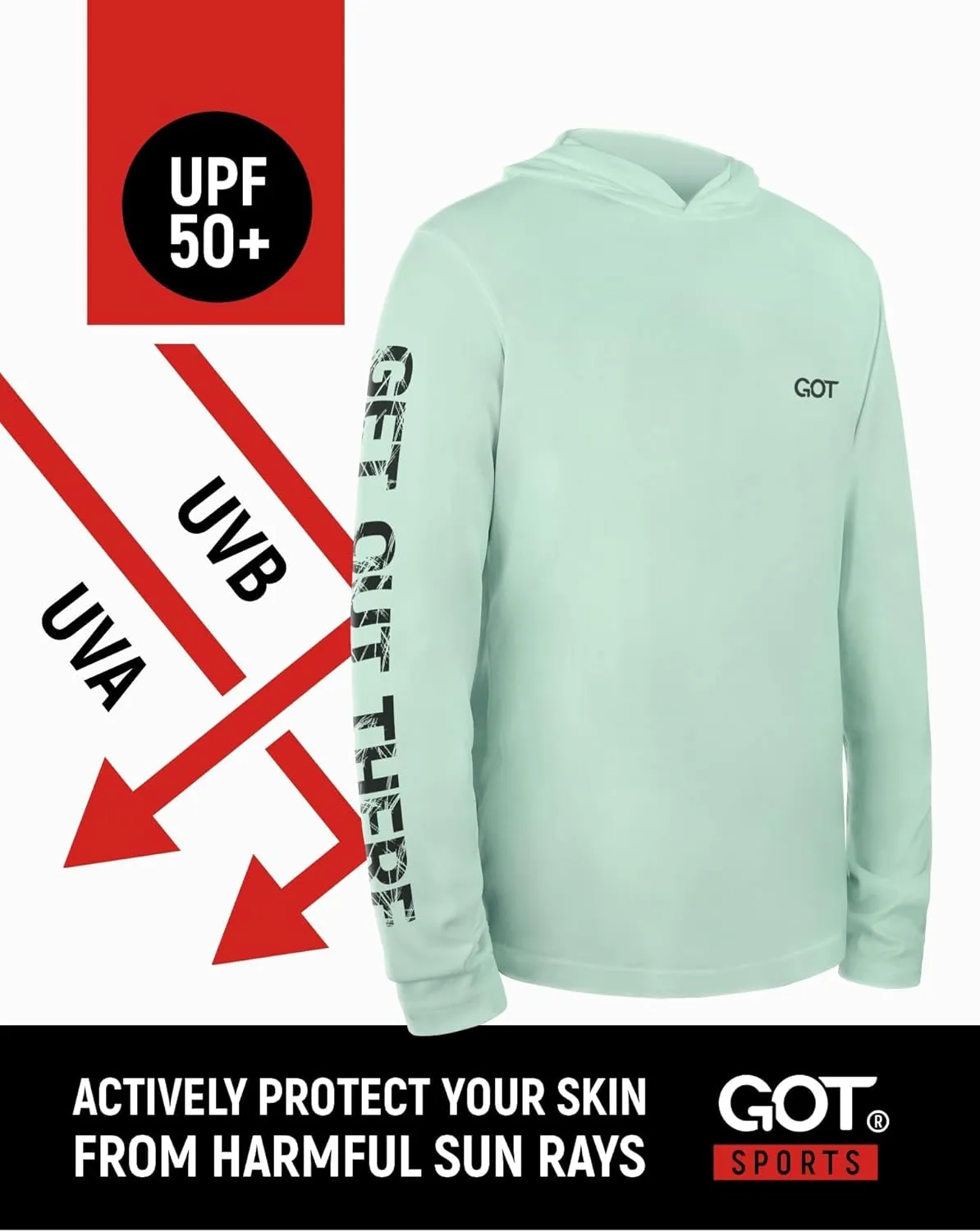 GOT Sports UPF 50  Hooded Fishing Shirt for Men Women - Long Sleeve Hoodie T Shirts - UV Sun Protection, Lightweight