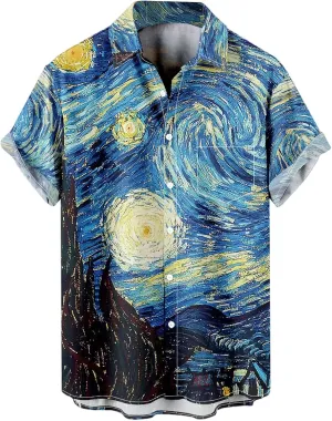 Hawaiian Bowling Shirts for Men Short Sleeve Printed Regular Fit Summer Beach Casual Button Down Aloha Shirts