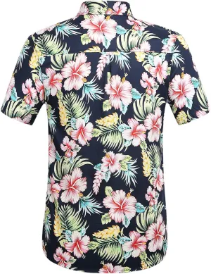 Hawaiian Shirt for Men, Beach Shirts for Men, Tropical Shirts Short Sleeve Floral Casual Button Down