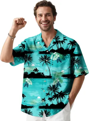 Hawaiian Shirt for Mens Beach Shirts Short Sleeve Button Shirts for Men Tropical Big Tall Funny Floral Aloha Shirt