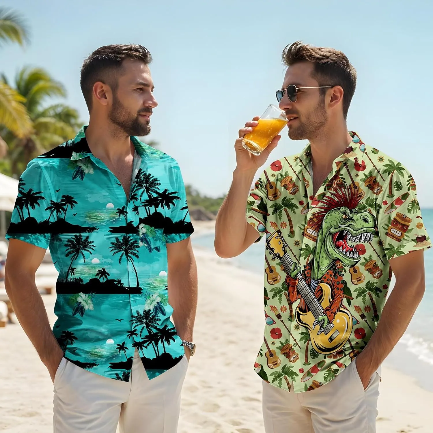 Hawaiian Shirt for Mens Beach Shirts Short Sleeve Button Shirts for Men Tropical Big Tall Funny Floral Aloha Shirt