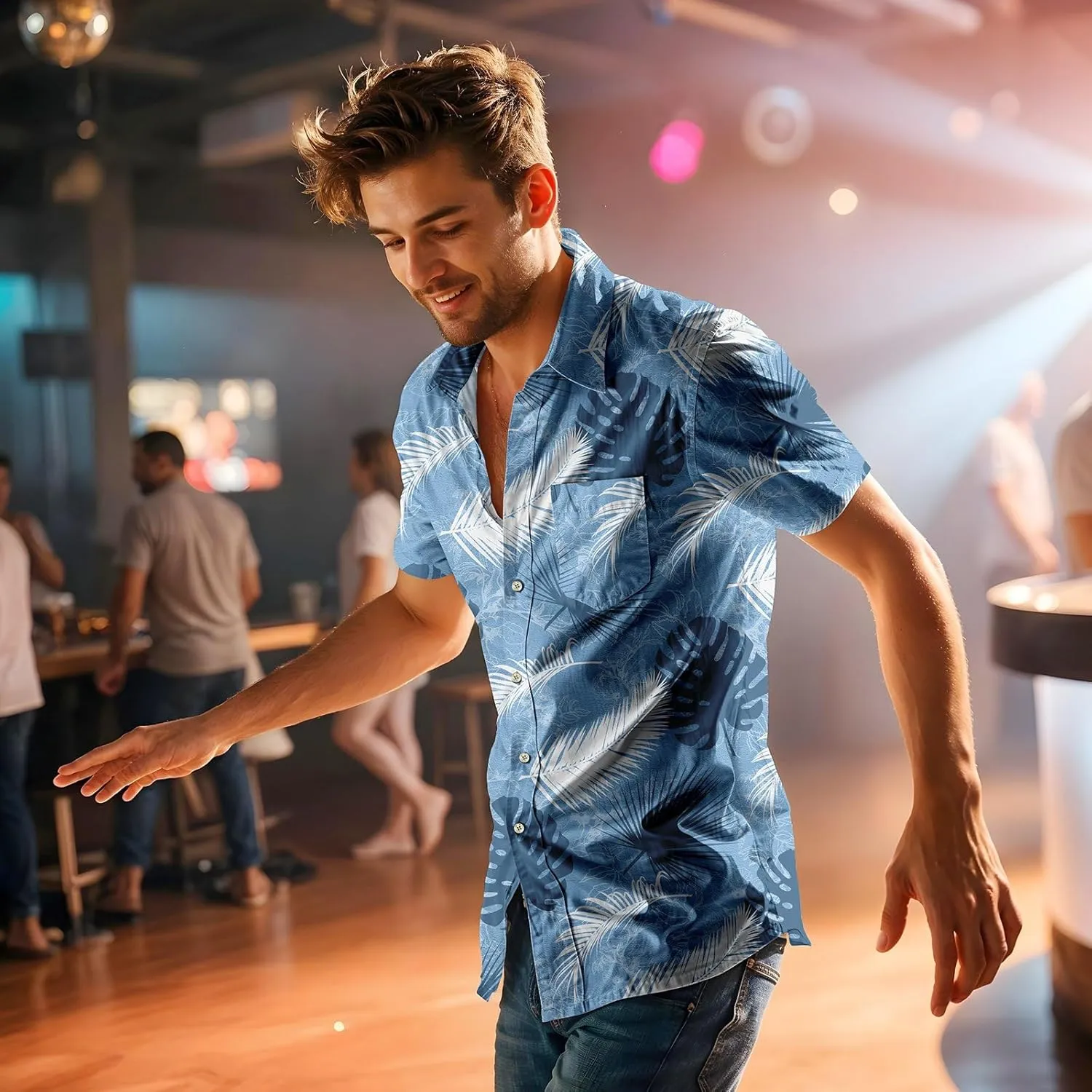 Hawaiian Shirt for Mens Beach Shirts Short Sleeve Button Shirts for Men Tropical Big Tall Funny Floral Aloha Shirt